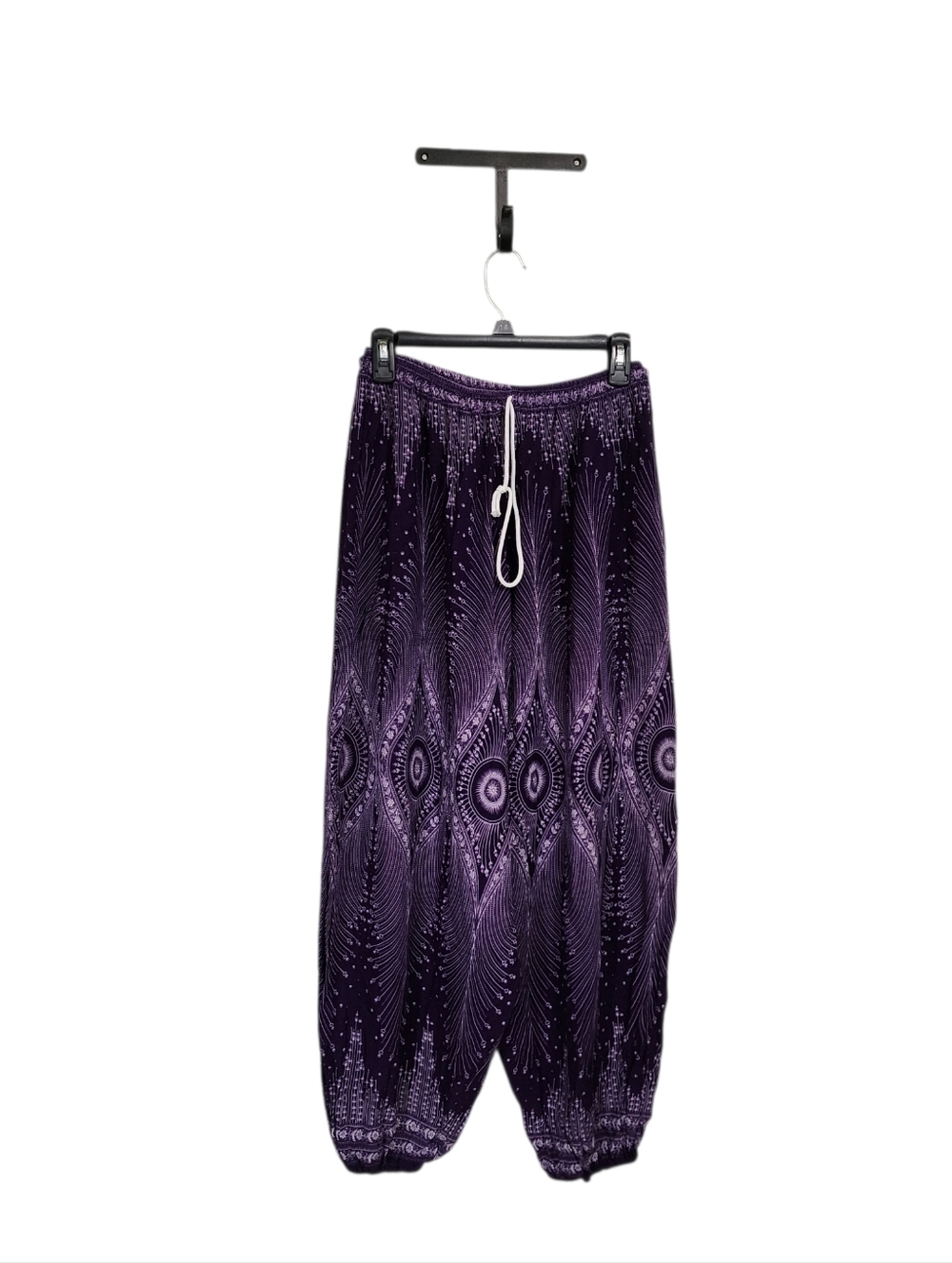 Purple Harem Pants M Pull On Lightweight Indie Hippie Festival